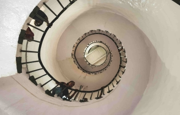 People walking on a stairwell 